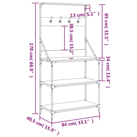 Scaffale Cucina Ganci 4 Ripiani Rovere Sonoma Legno Multistrato