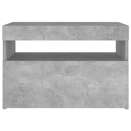 Comodino con Luci LED Grigio Cemento 60x35x40 cm