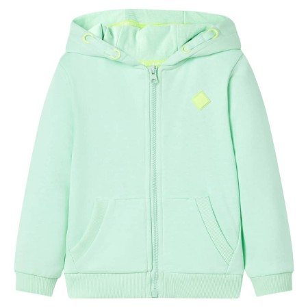 Felpa con Cappuccio e Cerniera per Bambini Verde Brillante 128