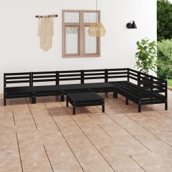 Set Salotto da Giardino 8 pz in Legno Massello di Pino Nero