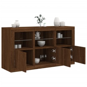 Credenza con Luci LED Rovere Marrone 123x37x67 cm