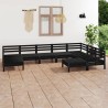 Set Salotto da Giardino 9 pz in Legno Massello di Pino Nero