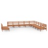 Set Salotto da Giardino 11 pz in Legno Massello di Pino Miele