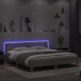 Giroletto con Testiera e LED Grigio Sonoma 180x200 cm