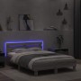 Giroletto con Testiera e LED Grigio Sonoma 120x200 cm