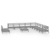 Set Salotto da Giardino 12 pz in Legno Massello di Pino Grigio