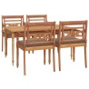 Set da Pranzo Giardino 5 pz con Cuscini Legno Massello di Teak