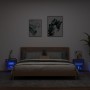 Comodini con Luci LED a Parete 2pz Rovere Marrone