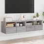 Mobili TV Muro 2pz Grigio Sonoma 60x30x30 cm Legno Multistrato