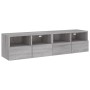 Mobili TV Muro 2pz Grigio Sonoma 60x30x30 cm Legno Multistrato