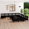 Set Salotto da Giardino 13 pz Nero in Legno Massello di Pino