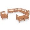 Set Salotto da Giardino 11 pz in Legno Massello di Pino Miele