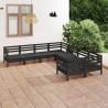 Set Salotto da Giardino 8 pz in Legno Massello di Pino Nero