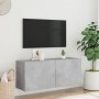 Mobile TV a Parete Grigio Cemento 100x30x41 cm