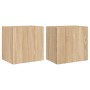 Mobili TV Muro 2pz Rovere Sonoma 40,5x30x40cm Legno Multistrato