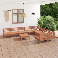 Set Salotto da Giardino 10 pz Miele in Legno Massello di Pino