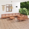 Set Salotto da Giardino 10 pz Miele in Legno Massello di Pino