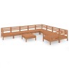 Set Salotto da Giardino 10 pz Miele in Legno Massello di Pino