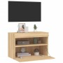 Mobile TV a Parete con Luci LED Rovere Sonoma 60x30x40 cm