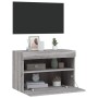 Mobile TV a Parete con Luci LED Grigio Sonoma 60x30x40 cm