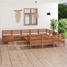 Set Salotto da Giardino 12 pz Miele in Legno Massello di Pino