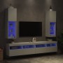 Mobili Porta TV con Luci LED 2 pz Bianchi 30,5x30x102 cm