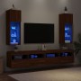 Mobili Porta TV con Luci LED 2 pz Rovere Marrone 30,5x30x90 cm