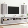 Mobili TV a Parete con Luci LED 2pz Grigio Sonoma 30,5x35x70 cm