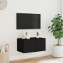 Mobile TV a Parete con Luci LED Nero 60x35x31 cm