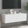 Mobile TV a Parete con Luci LED Bianco 100x35x31 cm