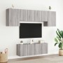 Mobili TV a Muro 6pz Grigio Sonoma in Legno Multistrato