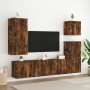 Mobili TV a Muro 5pz Rovere Fumo in Legno Multistrato