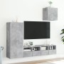 Mobili TV a Muro con LED 4pz Grigio Cemento Legno Multistrato