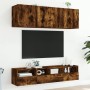 Mobili TV a Muro 5pz Rovere Fumo in Legno Multistrato