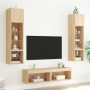 Mobili TV a Muro con LED 6pz Rovere Sonoma Legno Multistrato