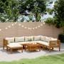 Set Divani da Giardino 8 pz con Cuscini Crema in Legno Acacia