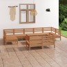 Set Salotto da Giardino 10 pz in Legno Massello di Pino Miele