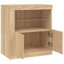 Credenza con Luci LED Rovere Sonoma 60,5x37x67 cm