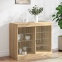 Credenza con Luci LED Rovere Sonoma 81x37x67 cm