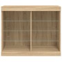 Credenza con Luci LED Rovere Sonoma 81x37x67 cm