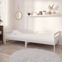 Divano Letto con Materasso 90x200 cm Bianco in Legno di Pino