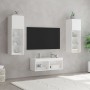 Mobili TV a Muro 4pz con Luci LED Bianchi