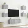 Mobili TV a Muro 5pz con Luci LED Grigio Sonoma