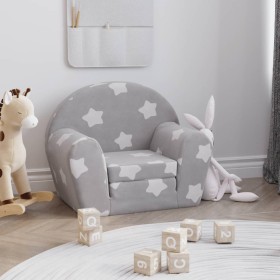 Divano Letto Bambini Grigio Chiaro con Stelle Morbido Peluche