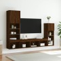 Mobili TV a Muro con LED 4pz Rovere Marrone Legno Multistrato