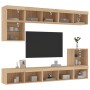 Mobili TV a Muro con LED 8pz Rovere Sonoma Legno Multistrato