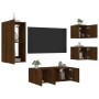 Mobili TV a Muro con LED 5pz Rovere Marrone Legno Multistrato