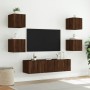 Mobili TV a Muro con LED 6pz Rovere Marrone Legno Multistrato