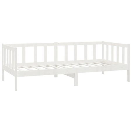 Divano Letto con Materasso 90x200 cm Bianco in Legno di Pino