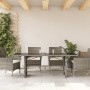 Tavolo da Giardino Piano in Vetro Grigio 190x80x74cm Polyrattan